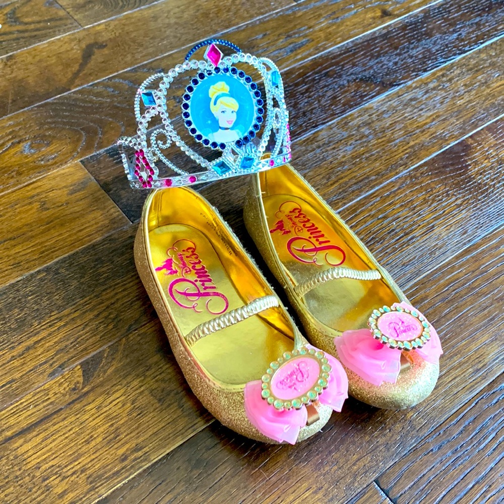 💖 DISNEY 💖 Cinderella Tiara abs Princess Flats Size 11/12